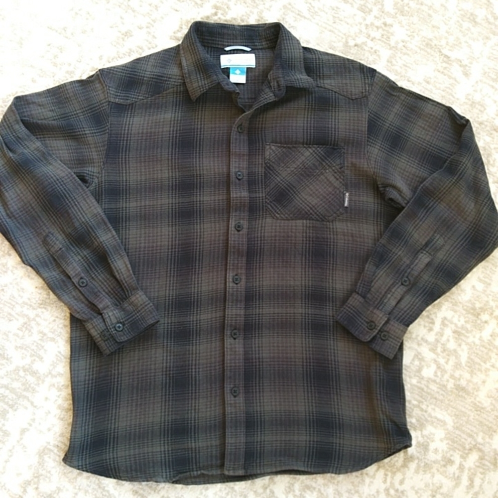 Columbia Sportswear Co. Plaid Flannel Button Up Shirt M Navy Green Plaid